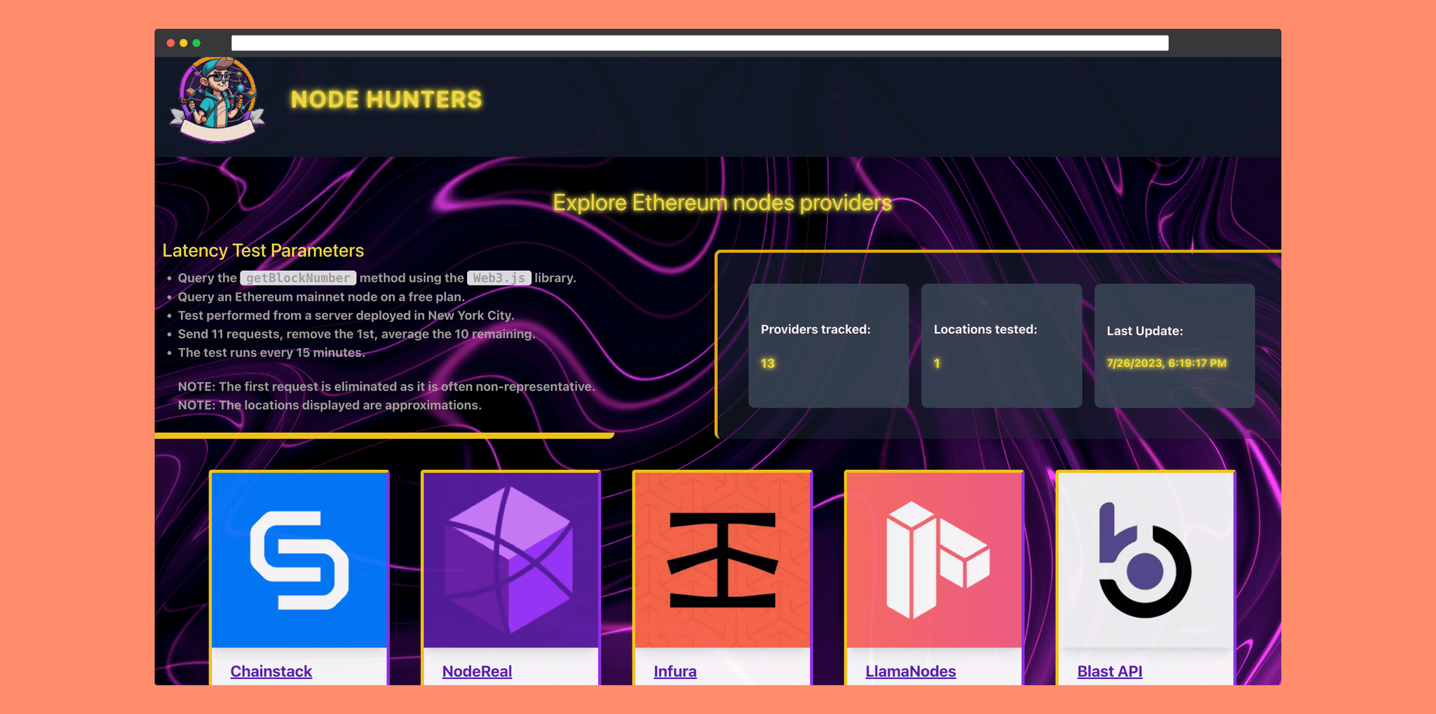 Node hunters app